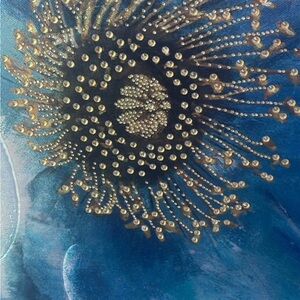 Blue and Gold Abstract Art Print